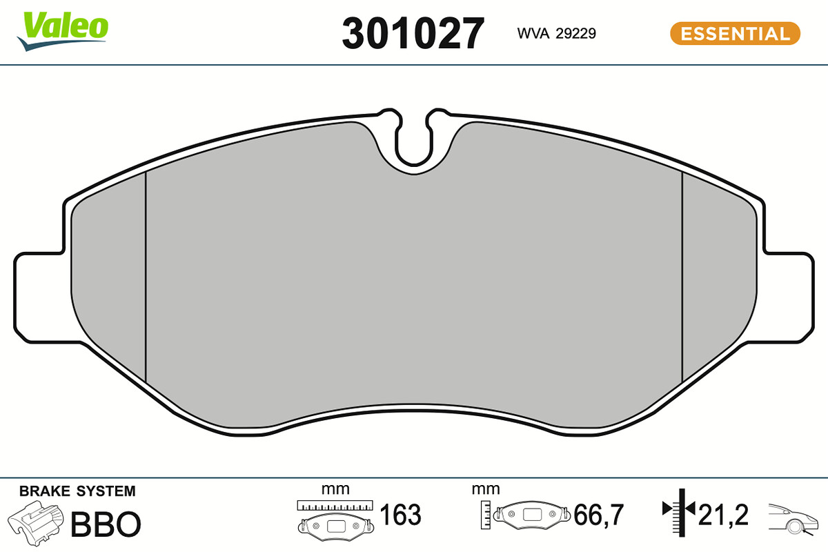 Jeu de 4 plaquettes de frein VALEO ref. 301027